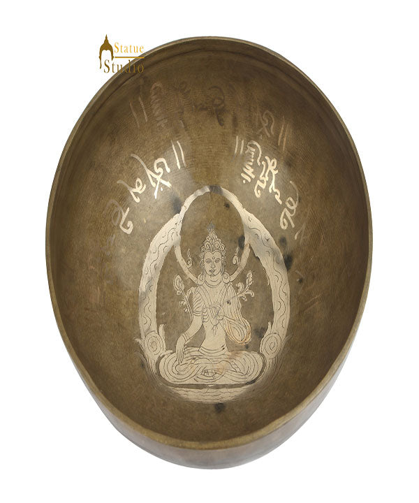 Tibetan Healing Manjushri Engraved Hand Hammered Meditation Singing Bowl 9"