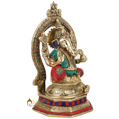 Brass Elephant God Lord Ganesha Ganpati Vinayak Idol Décor Lucky Gift Statue 11"