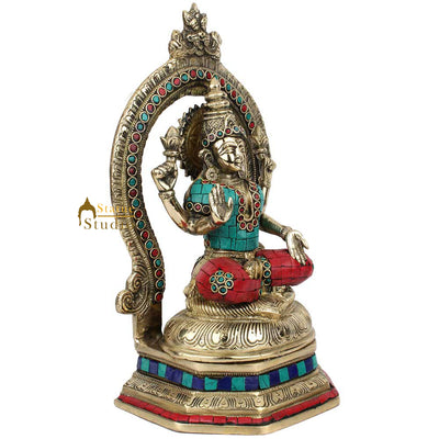 Indian Handmade Metal Goodess Of Wealth Lakshmi Murti Idol Statue Décor 11"