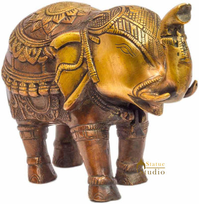 Feng Shui Brass animal india figurine hand carved elephant statue showpiece 6"