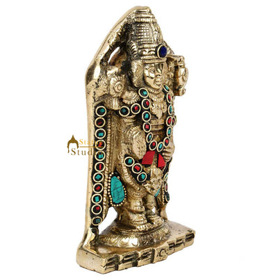 Indian Hinduism Lord God Tirupathi Balaji Idol Home Décor Inlay Statue 6"