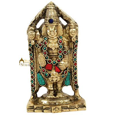 Indian Hinduism Lord God Tirupathi Balaji Idol Home Décor Inlay Statue 6"