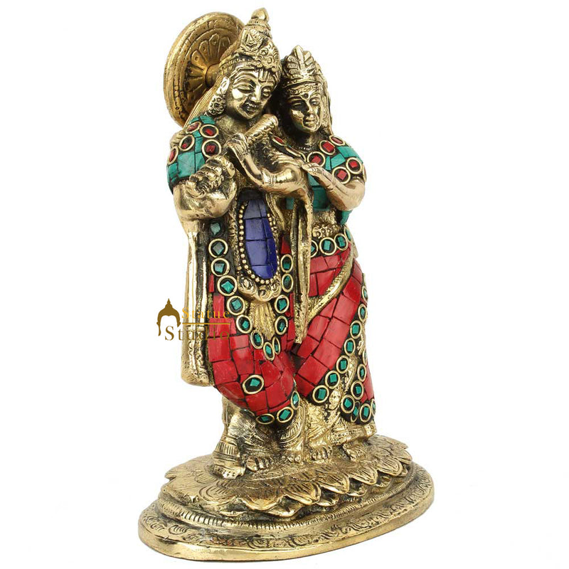 Hindu God Goddess Murli Manohar Radha Krishna Décor Gift Statue Idol Figurine 7"