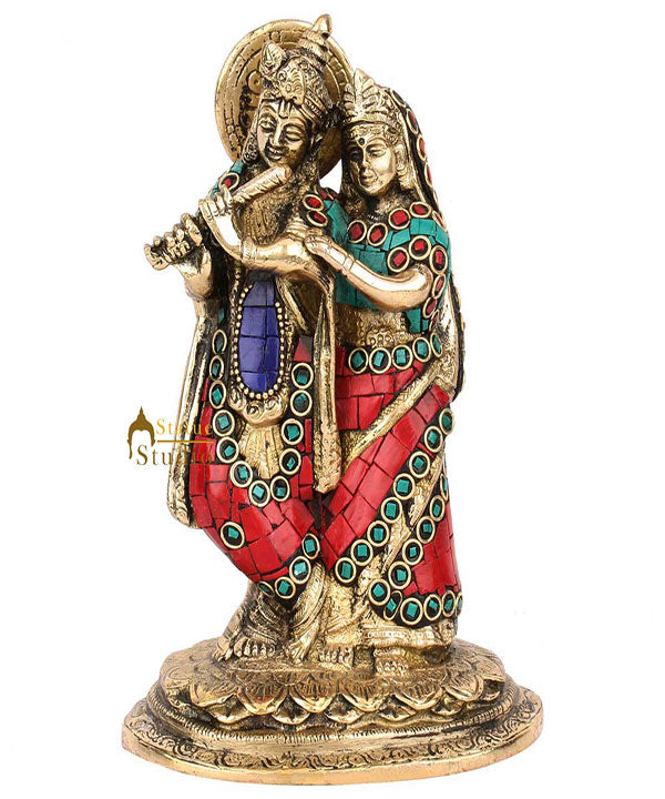 Hindu God Goddess Murli Manohar Radha Krishna Décor Gift Statue Idol Figurine 7"