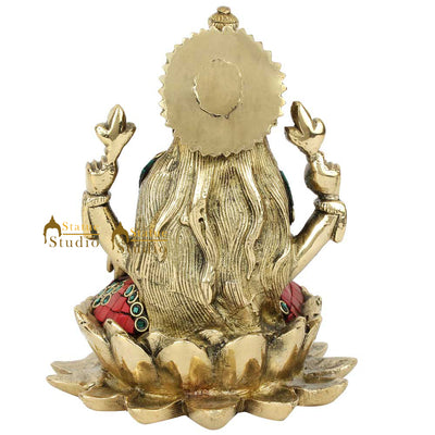 Indian Hinduism Goddess Of Wealth Maa Lakshmi Idol Lucky Décor Gift Sculpture 6"