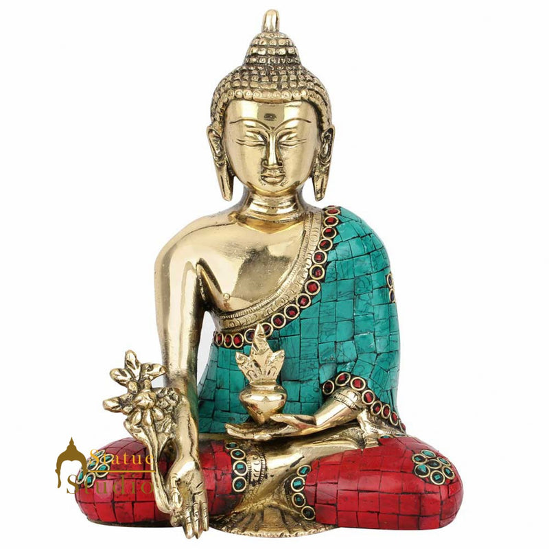 Chinese Tibet Buddhist Bodhisattva Medicine Buddha Lucky Décor Gift Statue 8"