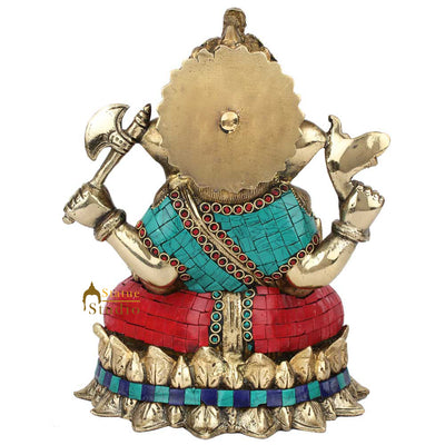 Indian God Ganpati Ganesha Wedding Diwali Corporate Gift Decor Inlay Statue 12"