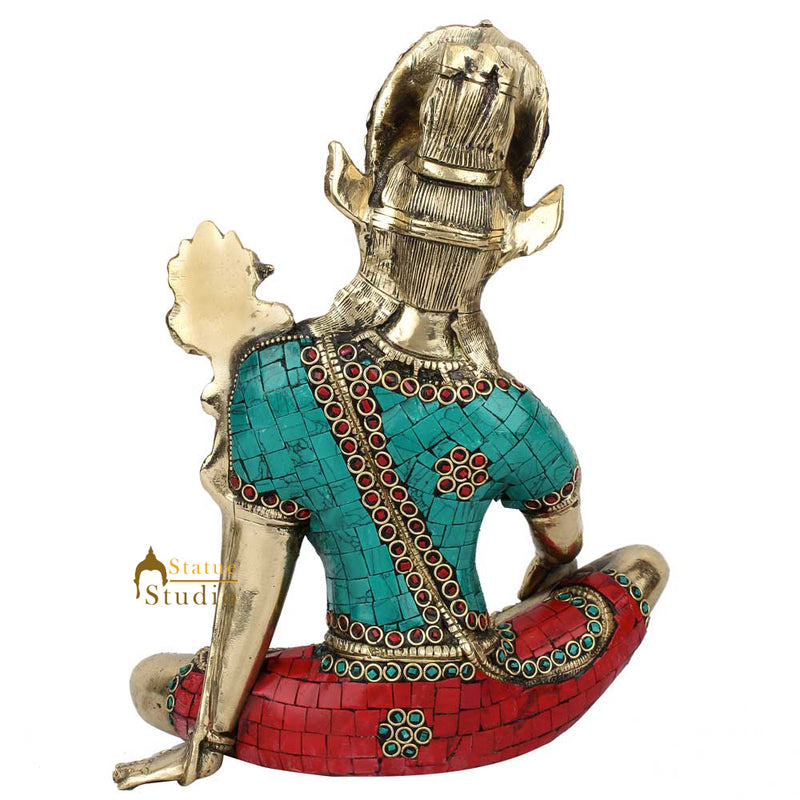 Indian Handicraft Religious FengShui Vastu Decor Lord Indra Dev Inlay Statue 10"