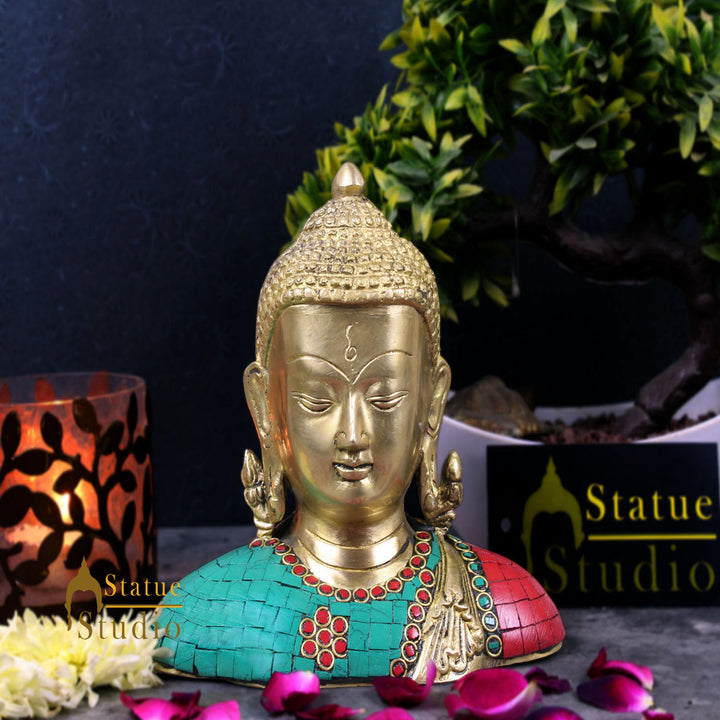 Brass Buddha Bust Idol Décor Showpiece 7 Inch