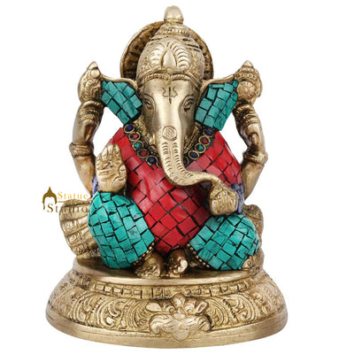 Indian Diwali Corporate Wedding Gift Ganesh Ganpati Idol Inlay Statue Murti 2.5"