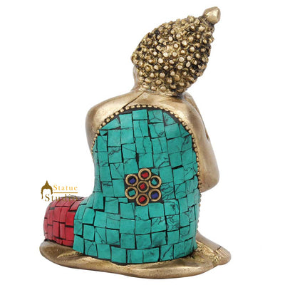 Miniature Lucky Corporate Gift Thinking Buddha Idol Décor Statue Showpiece 4"