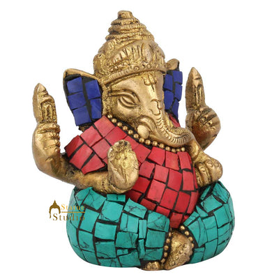 Miniature Elephant God Ganesh Ganpat Diwali Gift Temple Puja Idol Statue 3"