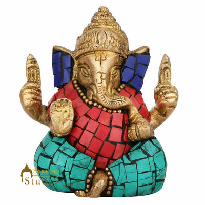Miniature Elephant God Ganesh Ganpat Diwali Gift Temple Puja Idol Statue 3"