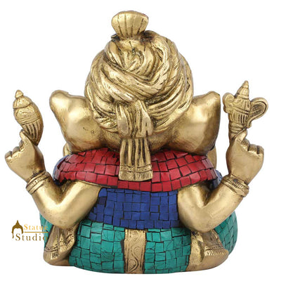 Lucky Gift Ganpati Vinayak Turban Ganesha Idol Décor Inlay Lucky Gift Statue 8"