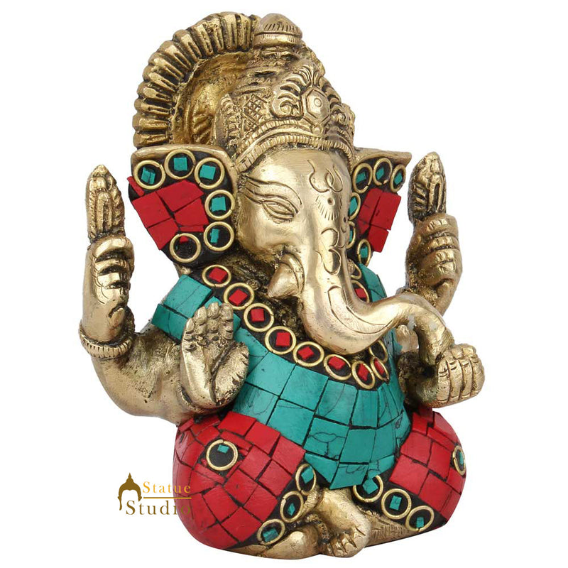 Indian Diwali Corporate Wedding Gift Ganesh Ganpati Idol Inlay Statue Murti 5"