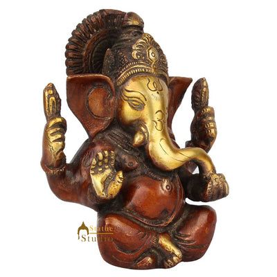 Brass Diwali Corporate Wedding Gift Ganesh Ganpati Idol Decor Statue Murti 5"