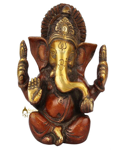 Brass Diwali Corporate Wedding Gift Ganesh Ganpati Idol Decor Statue Murti 5"