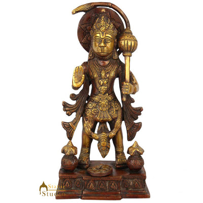 Antique Hindu God Mahabali Hanuman Murti Décor Statue Idol Sculpture 10"