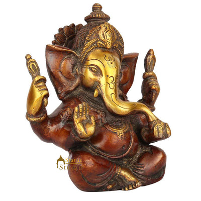 Brass Diwali Corporate Wedding Gift Ganesh Ganpati Idol Decor Statue Murti 6"