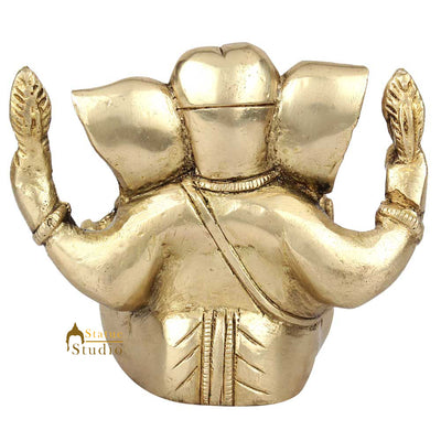 Vintage Brass Diwali Décor Corporate Wedding Gift Ganesha Ganpat Idol Statue 4"