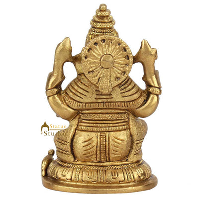 Vintage Brass Diwali Décor Gift Mini Temple Puja Ganesha Ganpat Idol Statue 5"