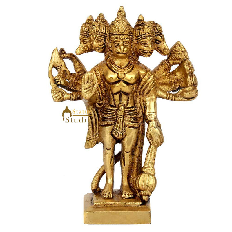 Fine Miniature Panchmukhi Hanuman Standing Idol For Temple Puja Statue 5"