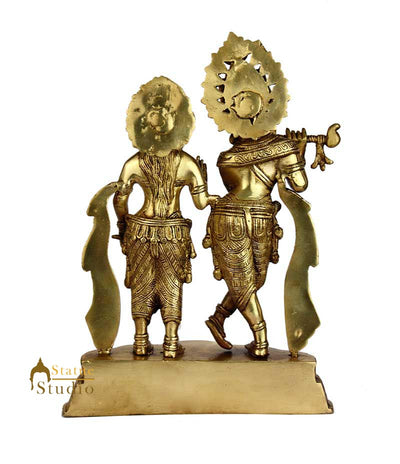 Antique Brass hindu god goddess radha krishna pair standing on base 12"