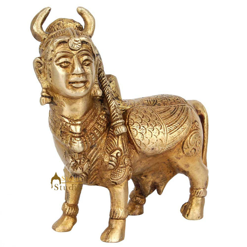 Indian Hindu Sacred Holy Feng Shui Vastu Home Décor Kamdhenu Cow Idol Statue 5"