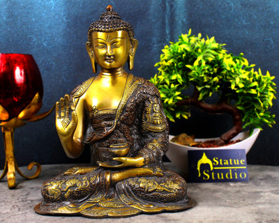 Hand carved life story bronze brass buddha statue chinese tibet buddhism 11"