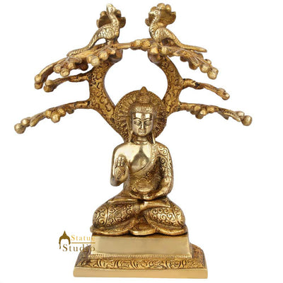 Indian Bodhisattva Gautam Buddha Under Tree Antique Décor Statue 10"