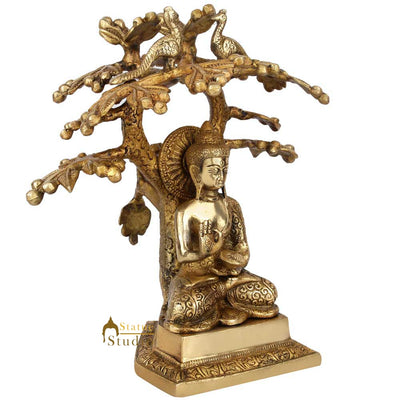 Indian Bodhisattva Gautam Buddha Under Tree Antique Décor Statue 10"