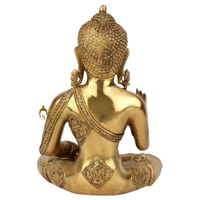 Tibetan Buddhism Blessing Antique Rare Buddha Idol Décor Vintage Statue 12"