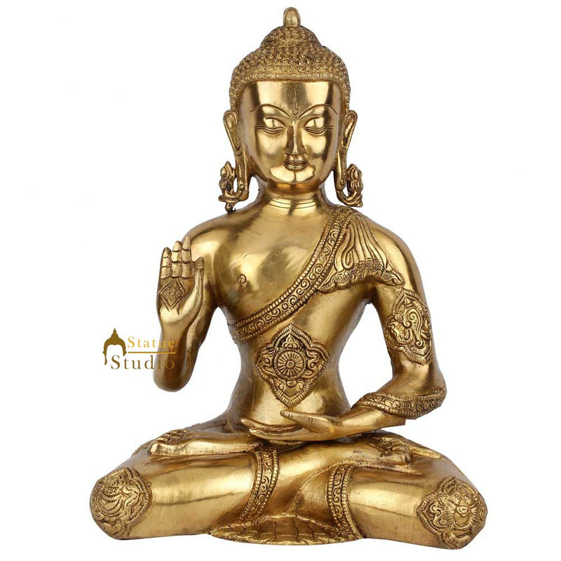 Tibetan Buddhism Blessing Antique Rare Buddha Idol Décor Vintage Statue 12"