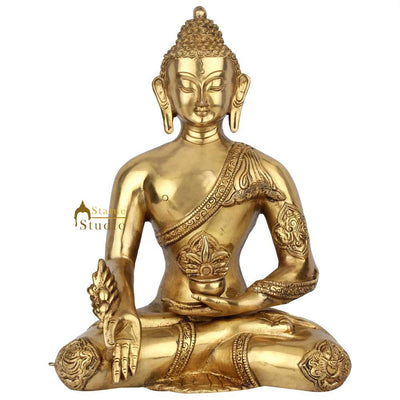 Tibetan Buddhism Healing Antique Rare Buddha Idol Décor Vintage Statue 12"