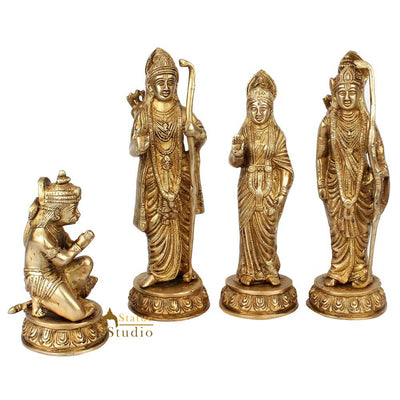 Brass Indian Hindu Deity Lord Rama Parivar Family Idol Statue Figurine 11"