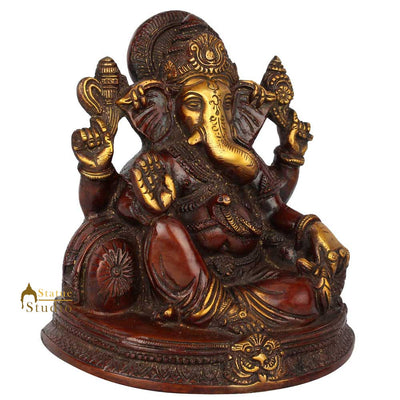 Antique Brass Handicraft Lord Ganesha Statue Ganpati Idol Gift Décor Statue 7"