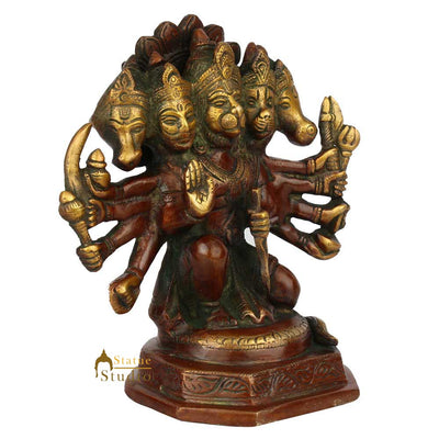 Indian Hindu God Mahabali God Panchmukhi Hanuman Idol Lucky Décor Gift Statue 7"