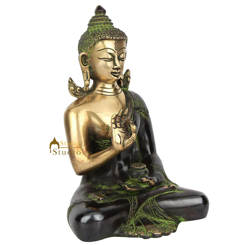 Ashtamanglam Vintage Chinese Buddhist Blessing Buddha Décor Statue Gift Idol 8"