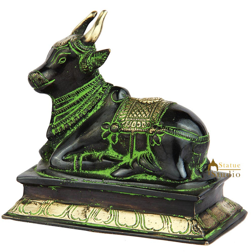 Brass hindu holy cow sacred nandi figure antique religious pooja statue 6"