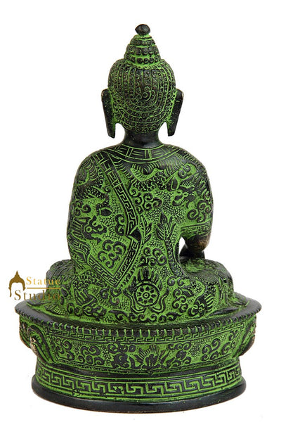 Brass buddha statue with bowl sitting bronze tibet buddhist sakyamuni 7"
