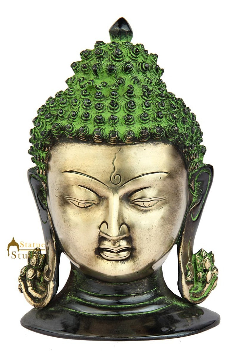 Brass buddha mask wall hanging décor art bronze statue tibet mask 8"