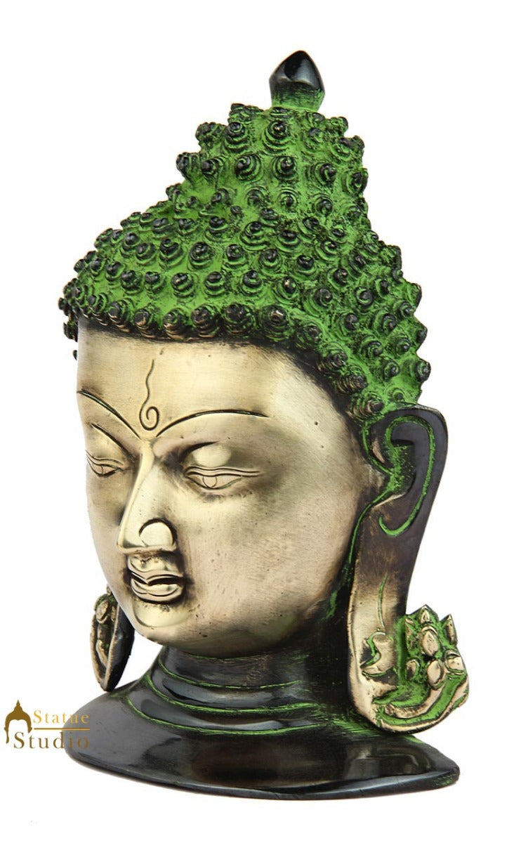 Brass buddha mask wall hanging décor art bronze statue tibet mask 8"
