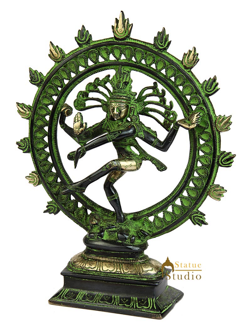 Brass small statue of lord shiva hindu dance of god natraja idol figure 7"