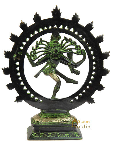Brass small statue of lord shiva hindu dance of god natraja idol figure 7"
