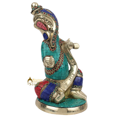 Modern Home Decorative Reading Writing Fine Inlay Ganesh Statue Ganpati Idol 12"