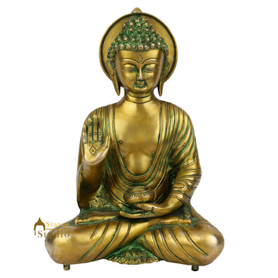 Antique Green Tibetan Buddha Home Décor Murti Gift Idol Masterpiece Statue 10"
