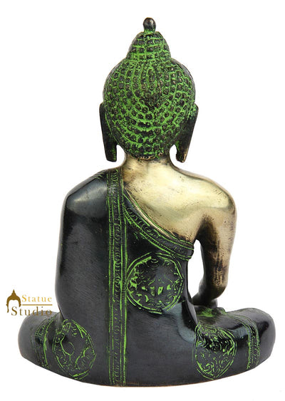 Bronze long ear buddha sitting statue tibet buddhism medicine home décor 7"