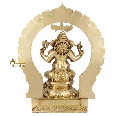 Indian Brass Hindu Lord Ganpati Vinayak Ganesha Murti Idol Décor Gift Statue 17"