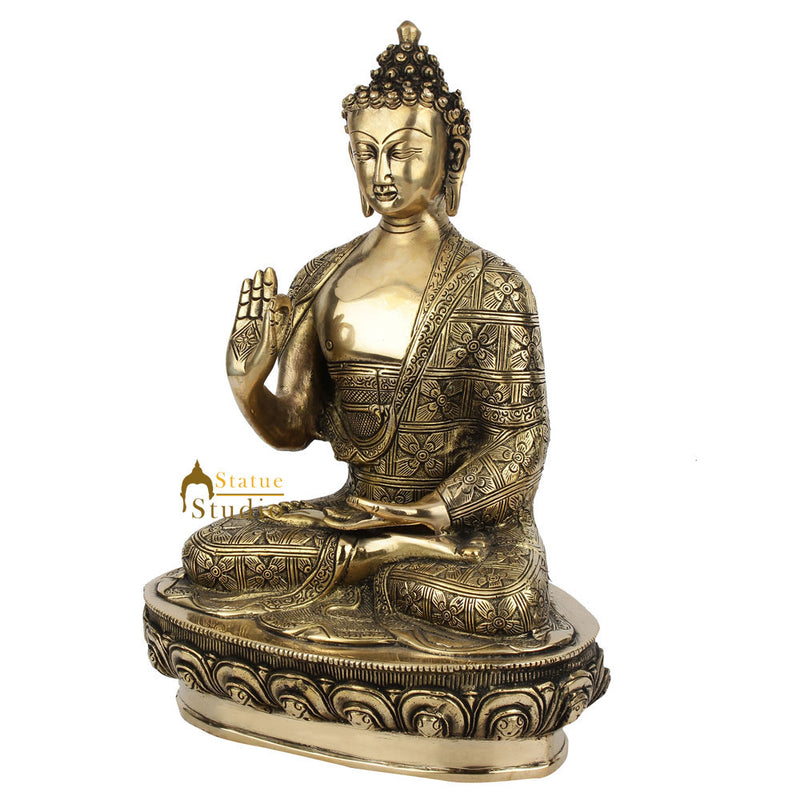 Fine Buddhism Lord Sakyamuni Buddha Carved Statue Décor Gift Idol Murti 12"