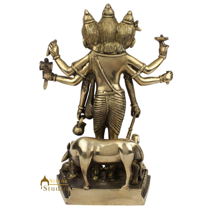 Hindu Trinity Of God Creator of Universe Lord Brahma Fine Murti Idol Statue 12"